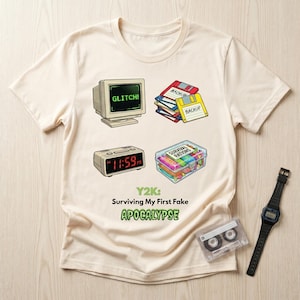 T-shirt graphique Y2K rétro ordinateur chemise drôle des années 90 T-shirt nostalgie vintage Tech disquette cadeau apocalypse sarcastique vêtements du millénaire