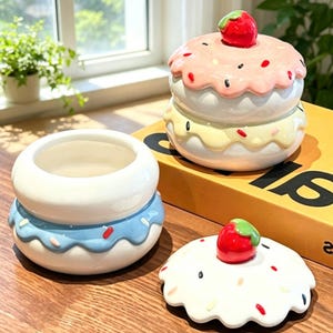 Tarro de cerámica con tapa para guardar pasteles de macaron