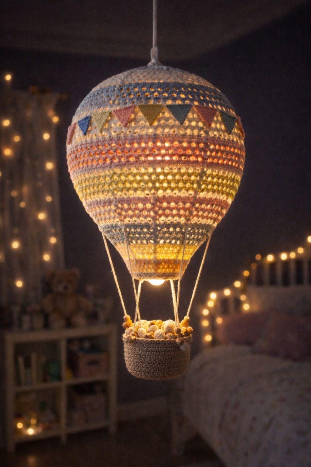 34 Crochet Lamps That Will Look Great in Your Home 14 Crochet Hot Air Balloon Lamp