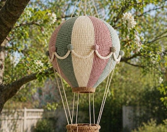 Vintage haakpatroon heteluchtballon, amigurumi kinderkamerdecoratie (pdf-download)