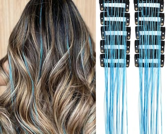 Tinte no temporal: una herramienta reutilizable para el cabello: mechones brillantes con pinzas de goma para un uso diario seguro o en eventos.