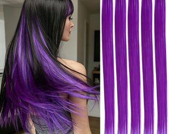 Extensiones de cabello sintético largo y liso, resistentes al calor, 5 piezas por paquete.