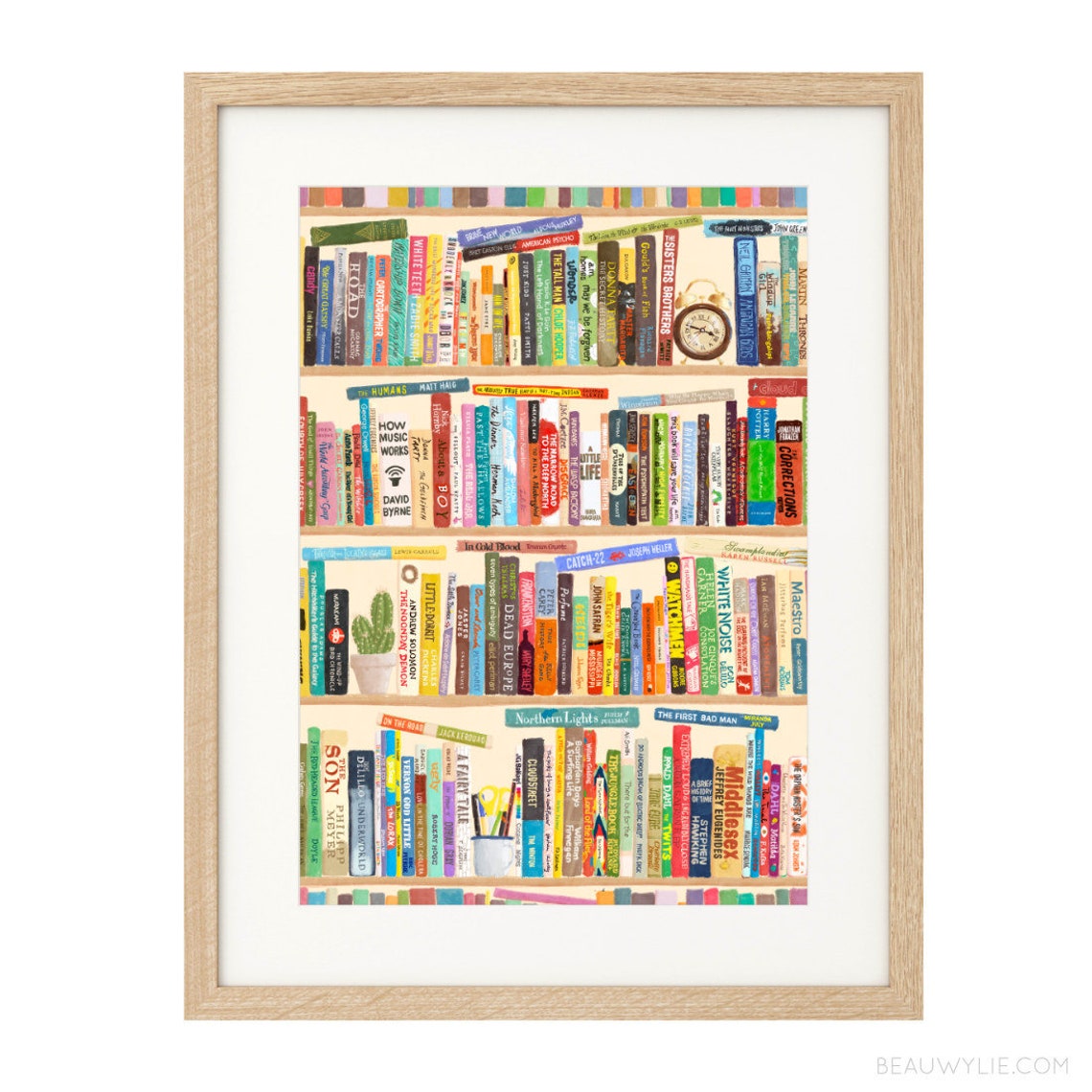 Books Bookshelf Art Print Archival Inks & Paper Etsy