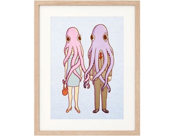 The Octopus Romance - Art Print - Archival inks & paper