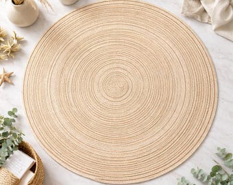 Rundes Jute-Tischset | Natürliches gewebtes Boho Esszimmer Dekor (38 cm)