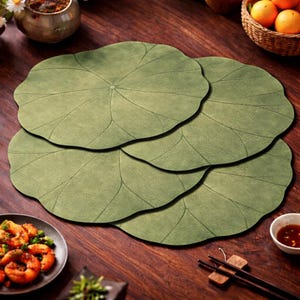 Green Lotus Leaf Placemats, Nature Inspired Table Decor, Set of 4