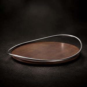 Modern Wooden Serving Tray, Stainless Steel Edge, Coffee Table Decor, Kitchen Organizer