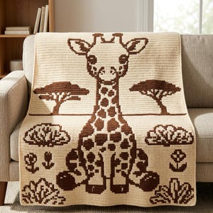 Giraffe Safari Mosaic Crochet Blanket Pattern | Nursery Afghan (PDF Download)