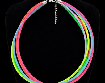 Rainbow Neon Choker Necklace | Festival Rave Jewellery | Pride Accessories | Y2K Clubwear | Powerful Statement Necklace