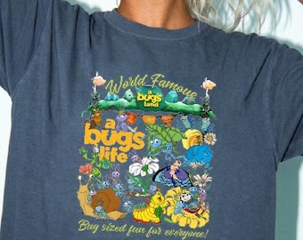 Vintage Disney A Bug's Life Shirt, Pixar Bug's Land Grafik T-Shirt, Heimlich Flik Hopper Prinzessin Atta Bug Top, Disney Familienurlaub T-Shirt