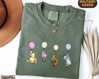 Pooh and Friends Ballon Shirt, Vintage Pooh Bär T-Shirt, Hundert Morgen Wald Grafik T-Shirt, Nostalgie Pooh Geschenk, Disney Winnie The Pooh Top