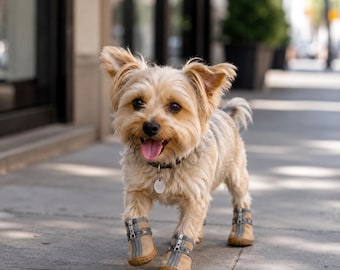 Stivali per cani che rimangono al loro posto / Impermeabili, antiscivolo, protezione per le zampe / Set di 4 scarpe per cani con cerniera, taglie piccola, media e grande.