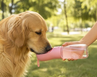 Portable Dog Water Bottle 222ml - Leak-Proof Travel Bottle with Integrated Bowl - Walking Hiking Outdoor Accessory for Dogs