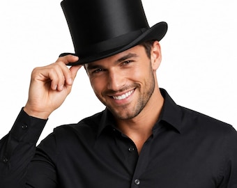Handmade Unisex Black Silk Top Hat: Victorian Steampunk Cosplay