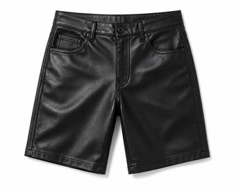 Men's Black Faux Leather Biker Shorts | Streetwear Summer Fashion