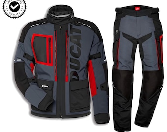 Completo da moto Ducati Strada C5 – Giacca e pantaloni tecnici impermeabili da motociclista