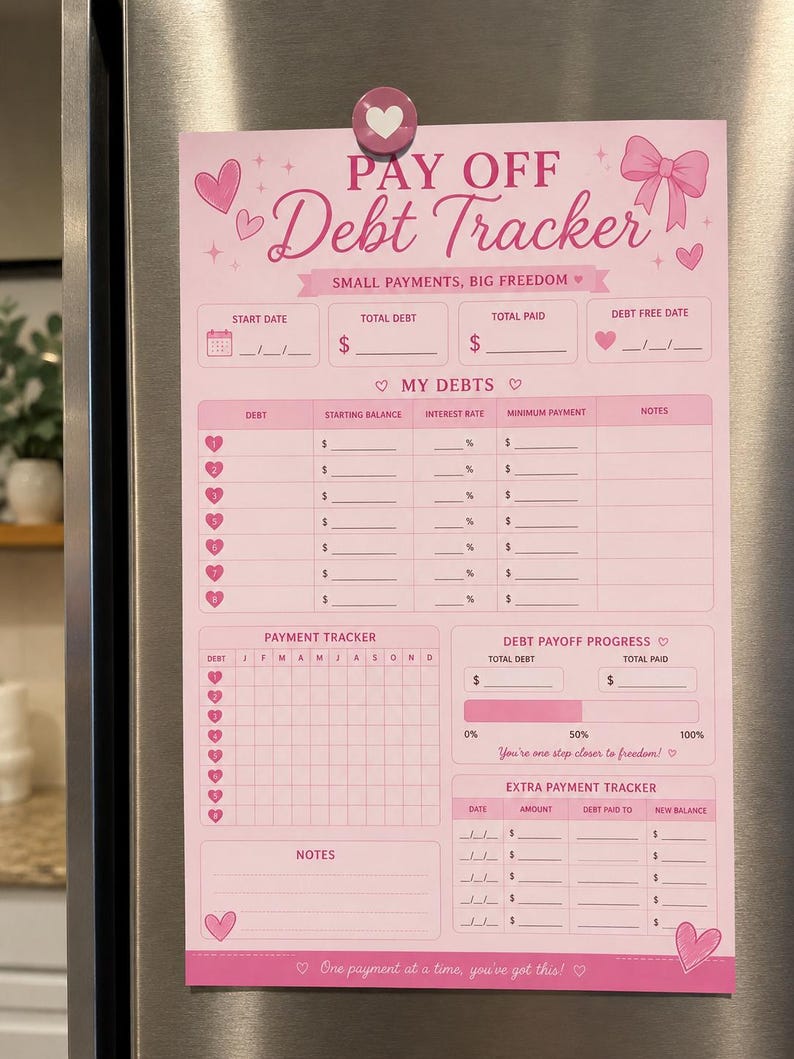 Pink Pay off Debt Tracker Printable | Budget Planner PDF | Finance ...