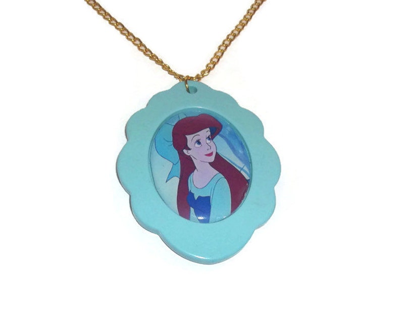 The Little Mermaid Large Mint Green Cameo Cute Disney Jewelry Ariel Cameo Necklace