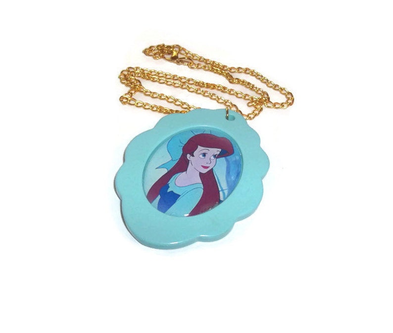 The Little Mermaid Large Mint Green Cameo Cute Disney Jewelry Ariel Cameo Necklace