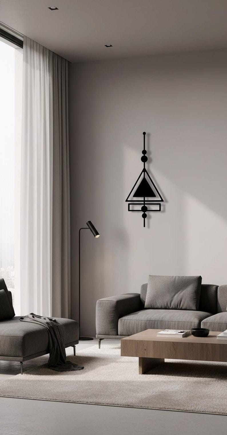 Triangle Metal Art Black Steel Wall Decor With Optional LED Lighting Triangle Metal Art Black Steel Wall Decor With Optional LED Lighting