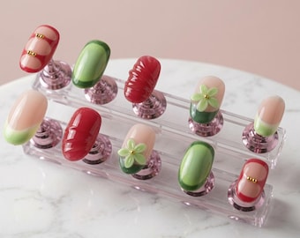 Summer Y2K Green Handmade Press on Nails