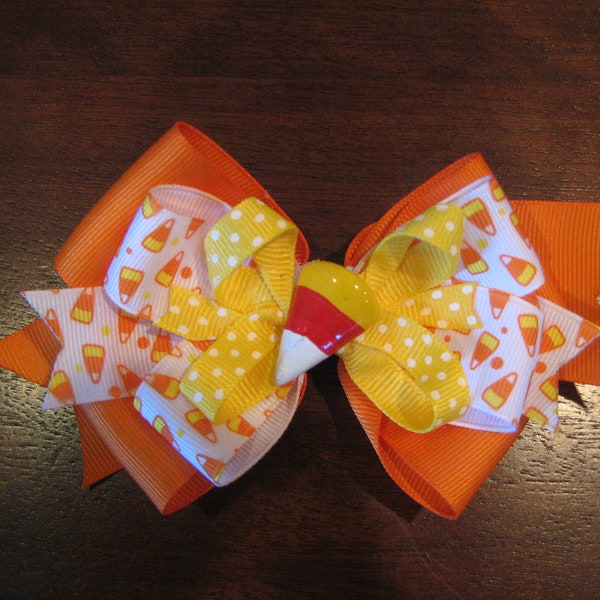 Halloween Candy Corn Bow --READY TO SHIP---will ship day after payment clears