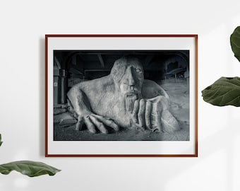 Fremont Troll art print - Seattle photography - Troll Under the Bridge sculpture - Fathers Day gift Washington travel photos