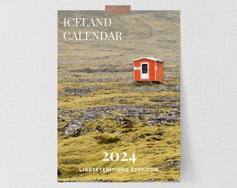 2024 Iceland Photo Calendar No. 2 - Small wall or desk calendar - Travel gifts under 50 - Stocking stuffer - Boyfriend Christmas gift idea