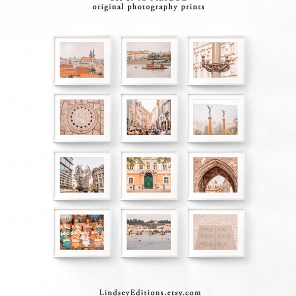 Prague print set of 12 40% off - Gallery wall art set of coordinating Czech Republic photography - 5x7 print set + more sizes