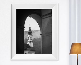Salzburg photograph - Austria print - European architecture wall decor - Black and white photography - Travel wall art - 8x10 11x14 16x20