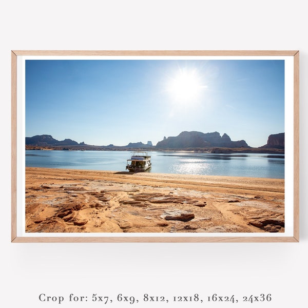 Lake Powell photograph - Houseboat boating life - Arizona wall art print - Lake mode 5x7 8x10 11x14 + more