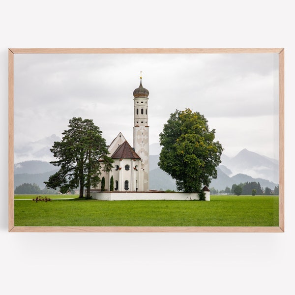 Bavarian country chapel print - Germany photography - St. Coloman Chapel near Neuschwanstein