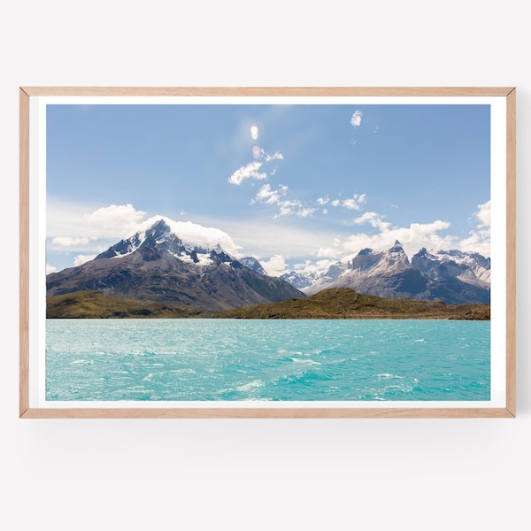 Patagonia photo print - Chile teal wall art - Mountain photograph - Modern travel print - Extra large wall art print