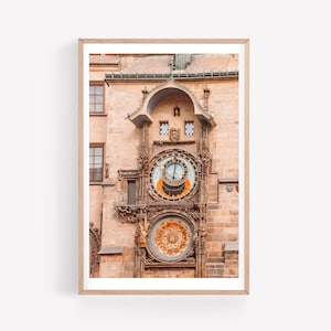 Prague print astronomical clock - Old town Prague Orloj - Czech Republic wall art - Travel photography fine art - Black and white