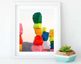 5x7 print Seven Magic Mountains Las Vegas - Modern abstract wall decor - Colorful art photography - Small art