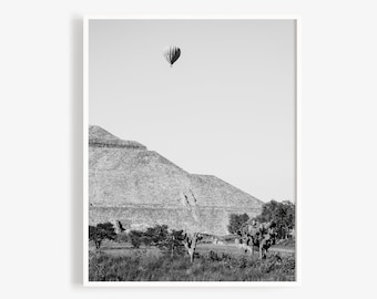 Teotihuacan Mexican Pyramid photograph - Mexico art print - Mexico City wall art - Black and white photo print - Mexican decor