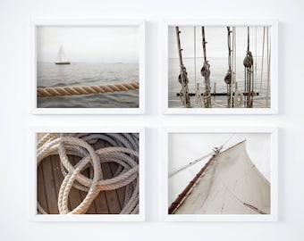 One Free! - Nautical neutrals print set - Photography art prints - Wall decor - Matching art - New England prints - Sailing art - Large art