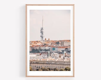 TV tower Prague wall art - New Town Prague skyline - Žižkov Television Tower - 12x18 print + more sizes