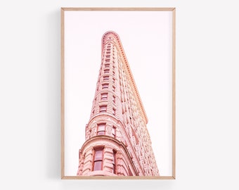 Blush pink wall art - New York City photography print - Flatiron Building NYC photo - Boho girl nursery blush decor