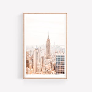 Rose gold New York print - Pink wall art prints - New York City print - Empire State Building photography print - Skyline nursery decor