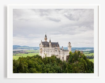 Germany castle print - Neuschwanstein Castle in Bavaria- Europe travel prints for your travel gallery wall - Black and white option