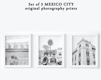 Mexico City wall art set of 3 prints 20% off - CDMX wall art set - Mexican decor - Black and white Mexico art - 8x10 11x14 + more sizes