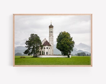 Bavarian country chapel print - Germany photography - St. Coloman Chapel near Neuschwanstein