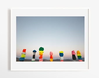 Seven Magic Mountains print - Abstract wall decor - Rainbow photo print - Fluorescent art photo - Colorful Las Vegas photography 12x18 16x24