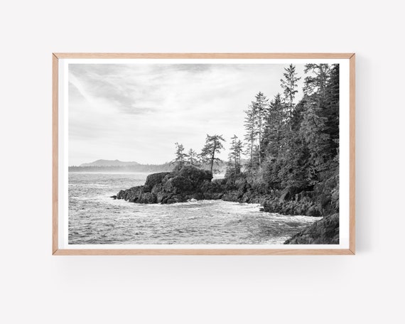 Tofino Vancouver Island Black and white photo - Coastal wall art - Fathers Day gift - British Columbia photo print - Extra large wall art
