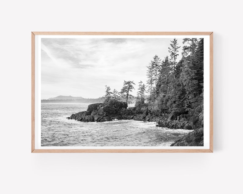 Tofino Vancouver Island Black and white photo - Coastal wall art - Fathers Day gift - British Columbia photo print - Extra large wall art