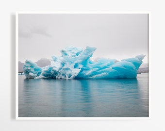 Iceland photo print - Iceberg landscape photography - Teal blue decor - Nature art - Affordable fine art - Winter Holiday gift for men