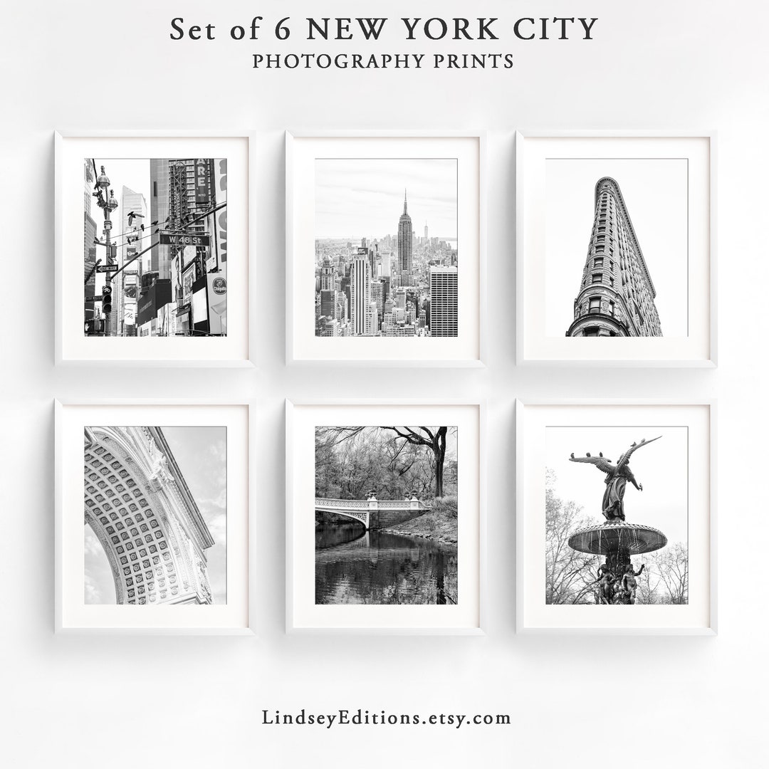 New York City Photography Print Set of 6 - 25% off Black and White Wall ...