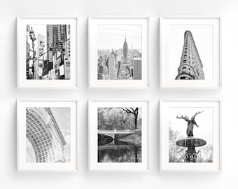 New York City photography print set of 6 - 25% off black and white wall art decor - 5x7 8x10 11x14 print set