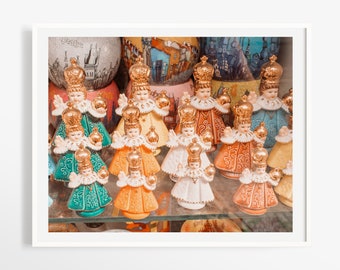 Infant Jesus of Prague art photography print - Czech Republic figurines colorful wall art - Travel souvenir black and white